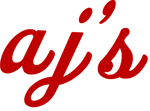 AJ's Salon & Spa logo, script of a lower case a and j 